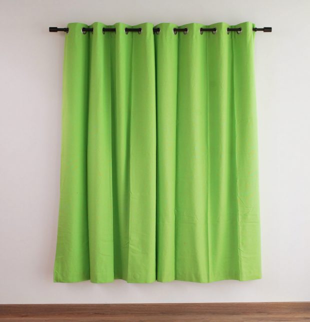 Solid Cotton Curtain Lime Green