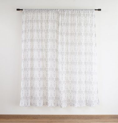 Customizable Sheer Curtain, Cotton – Arabic Chevron – Dove Grey