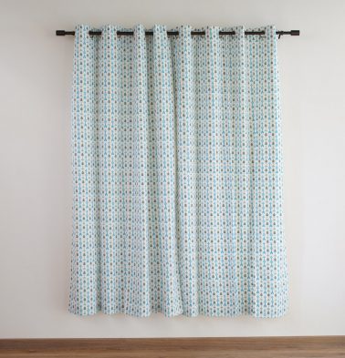 Customizable Curtain, Cotton - Aztec Arrows Vivid Blue
