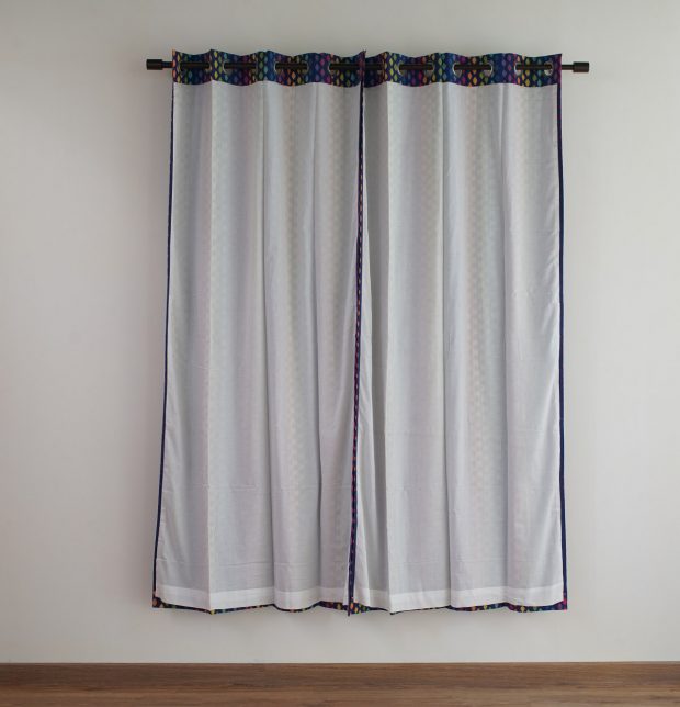 Customizable Curtain, Cotton - Diamond - Blue