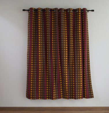 Customizable Curtain, Cotton – Polka – Brown