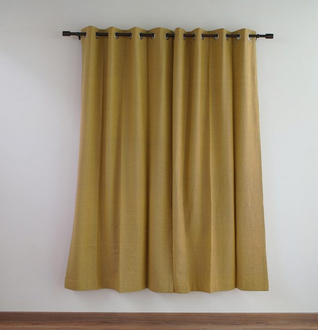 Chambray Cotton Curtain Cornsilk Yellow/Grey