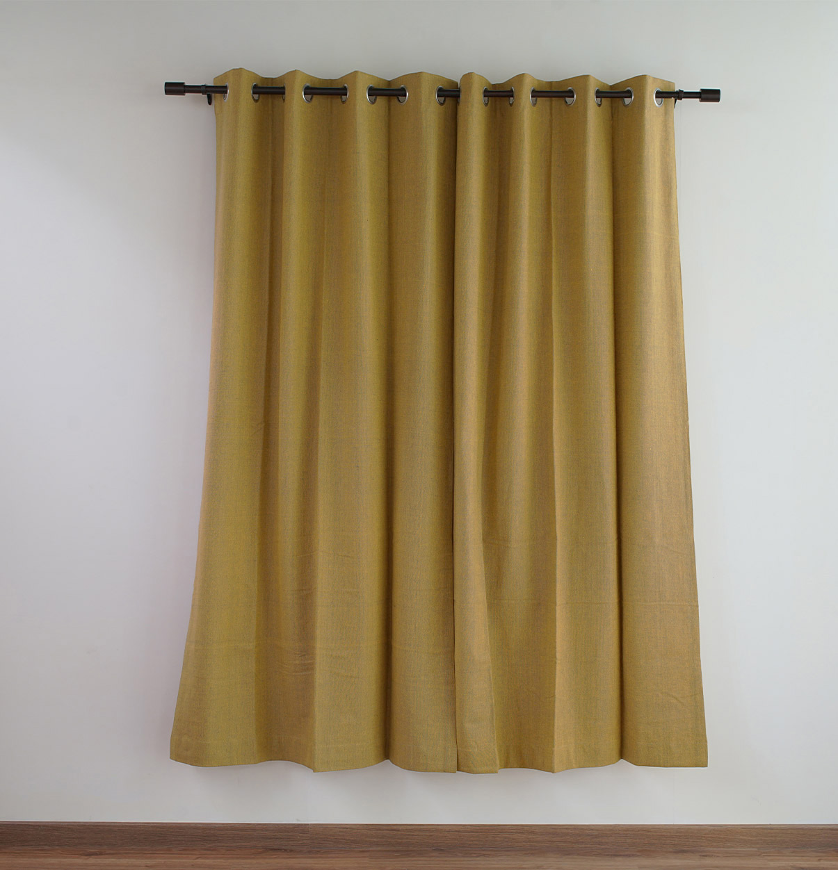 Customizable Curtain, Chambray Cotton – Yellow/Grey