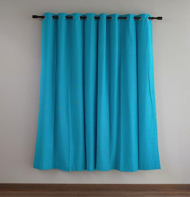 Chambray Cotton Curtain Scuba Blue