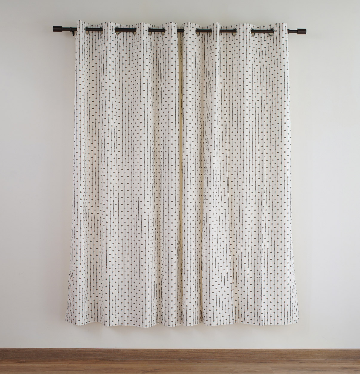 Customizable Curtain, Cotton – Diamond Lines – Grey