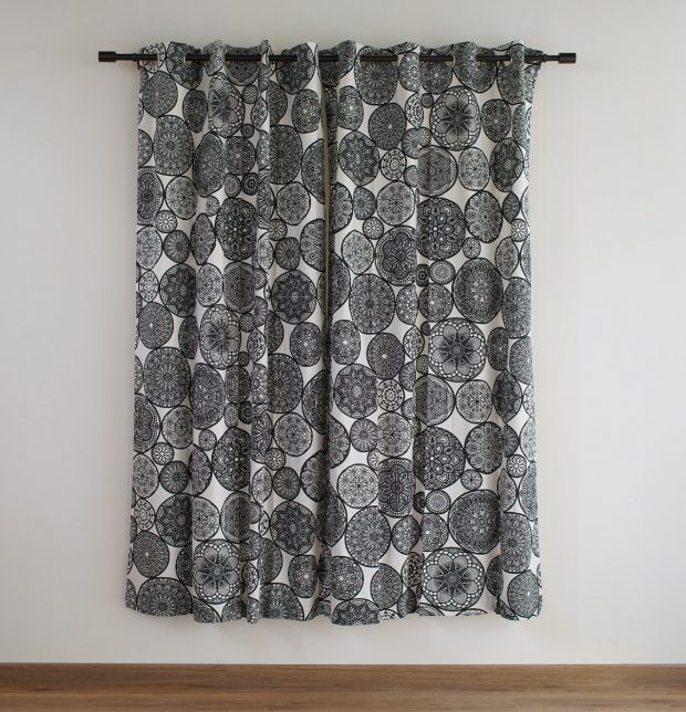 Customizable Curtain, Cotton - Dreamcatcher - Black