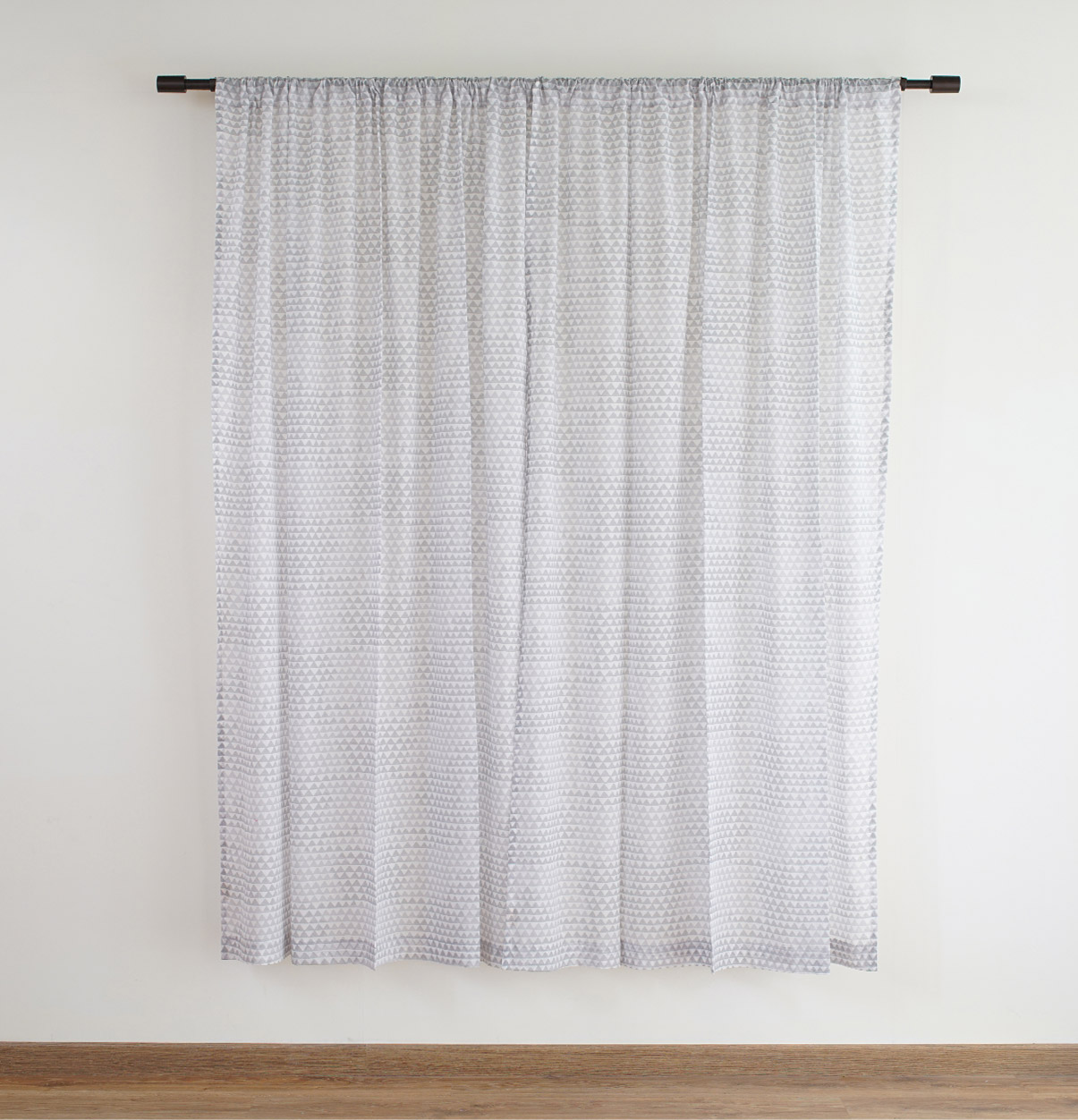 Customizable Sheer Curtain, Cotton – Star Triangles – Grey
