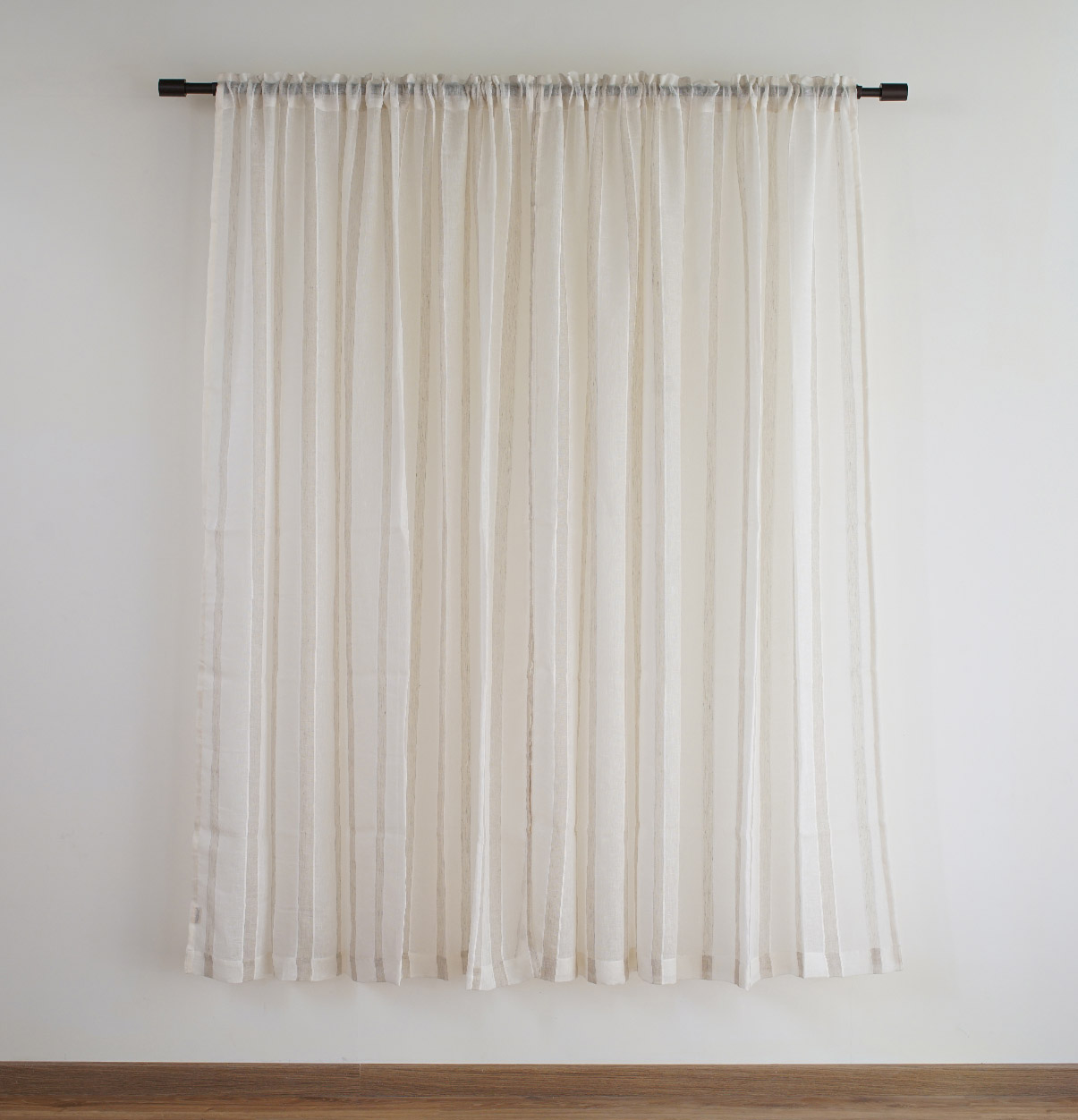 Linen Stripe Curtain White/Beige