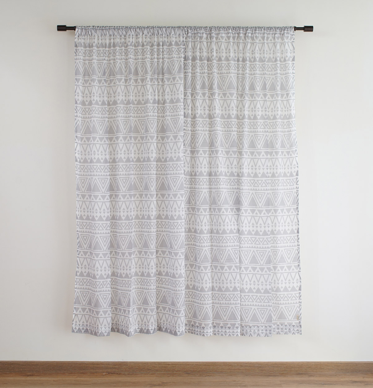Customizable Sheer Curtain, Cotton – Magic Triangle – Grey