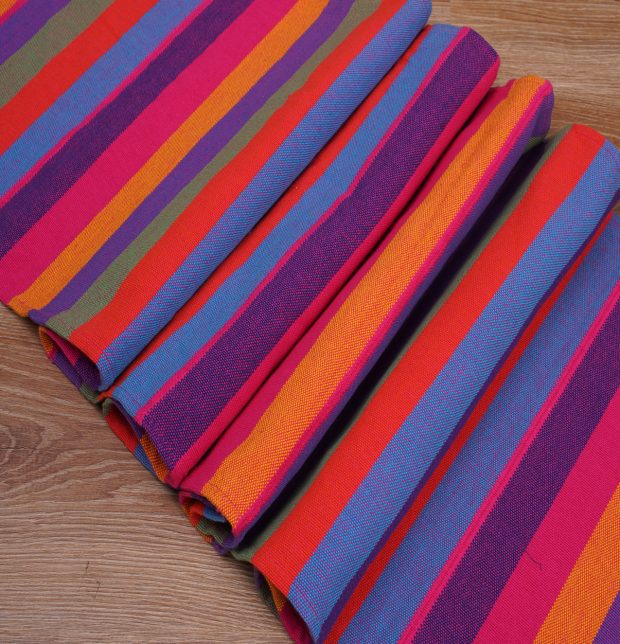 Handwoven Cotton Stripe with Fringes Table Runner Multi-color 14