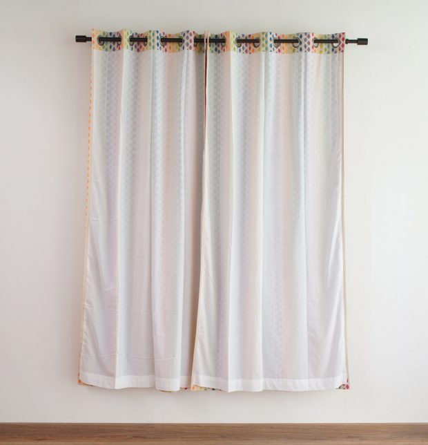 Customizable Curtain, Cotton - Diamond - Ivory White