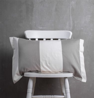 Woven Broad Stripe Cotton Pillow Cover Grey/White