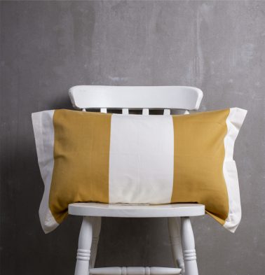 Woven Broad Stripe Cotton Pillow Cover Mustard