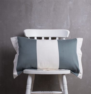Woven Broad Stripe Cotton Pillow Cover Silver Blue
