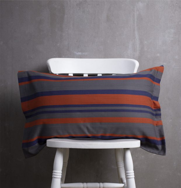 Bold Stripes Cotton Pillow Cover Blue/Orange