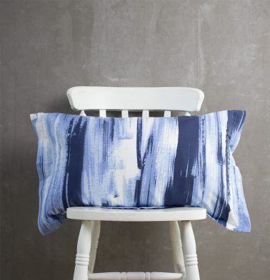 Brushstroke Cotton Pillow Cover Blue