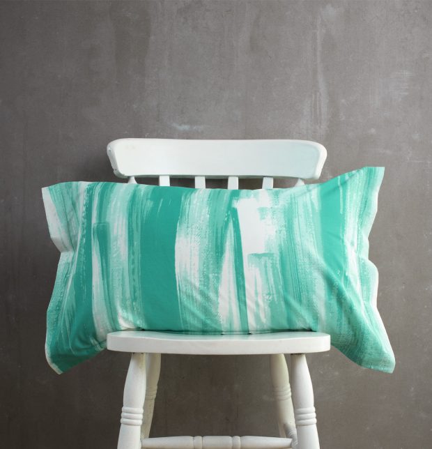 Brushstroke Cotton Bed Sheet – Green- With 2 pillow covers