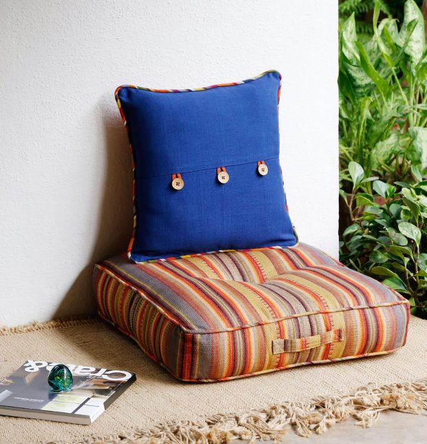 Desert Stripe Cotton Floor Cushion Multi-color