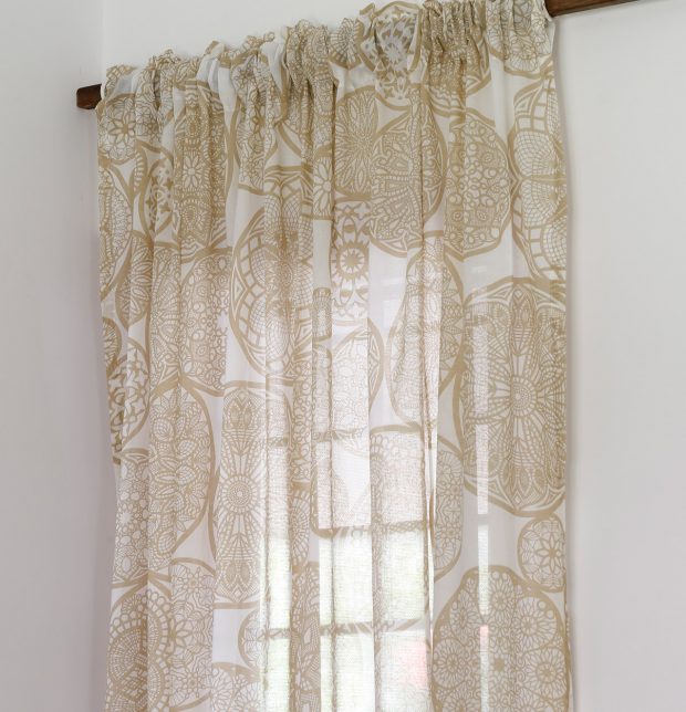 Customizable Sheer Curtain, Cotton - Dreamcatcher - Light Brown