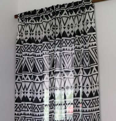 Magic Triangle Sheer Cotton Curtain Black