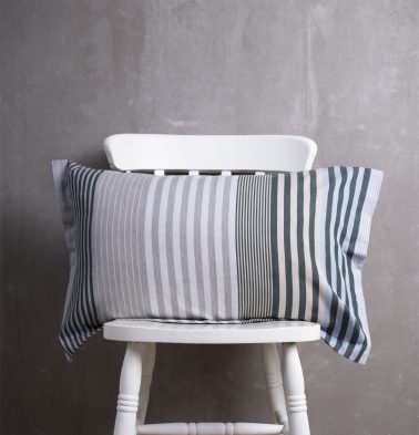 Melange Stripes Cotton Pillow Cover Blue