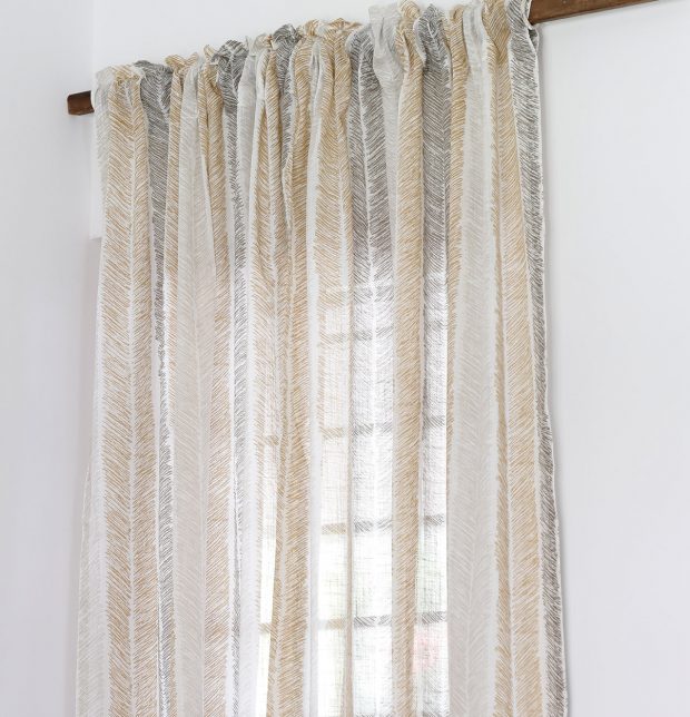 Customizable Sheer Curtain, Slub Cotton - Raw Chevron Stroke