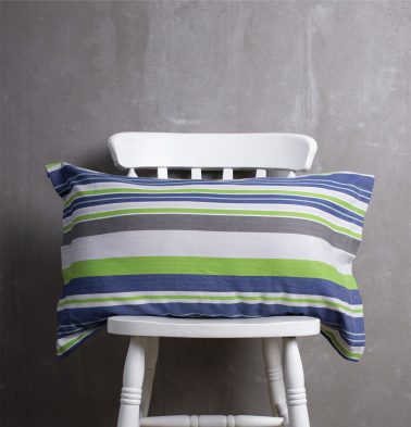 Woven Stripes Cotton Pillow Cover – Brillliant Green/Blue