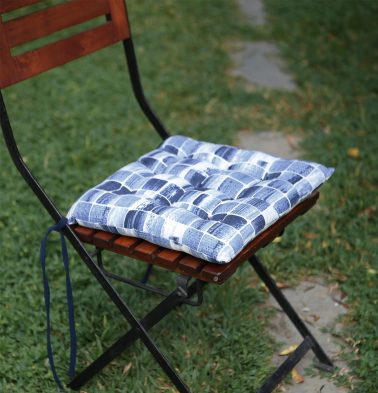 Brush Stroke Cubes Cotton Chairpad Blue