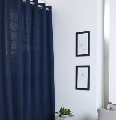 Customizable Curtain, Chambray Cotton – Indigo Blue
