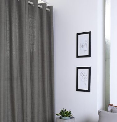 Customizable Curtain, Chambray Cotton – Nickel Grey