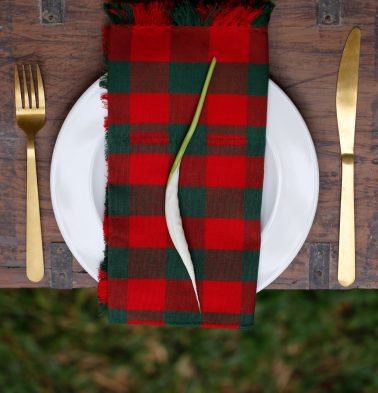 Christmas Checks Cotton Table Napkins  Red/Green- Set of 6