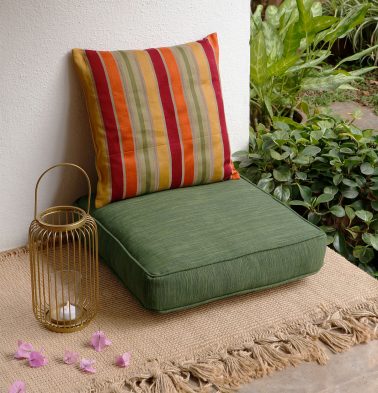 Handwoven Solid Cotton Floor Cushion Garden Green