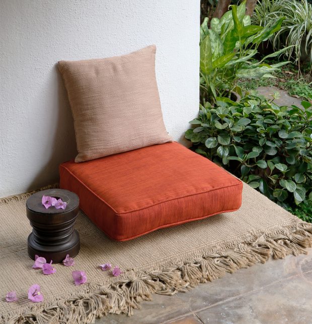 Handwoven Cotton Floor Cushion Rust Orange