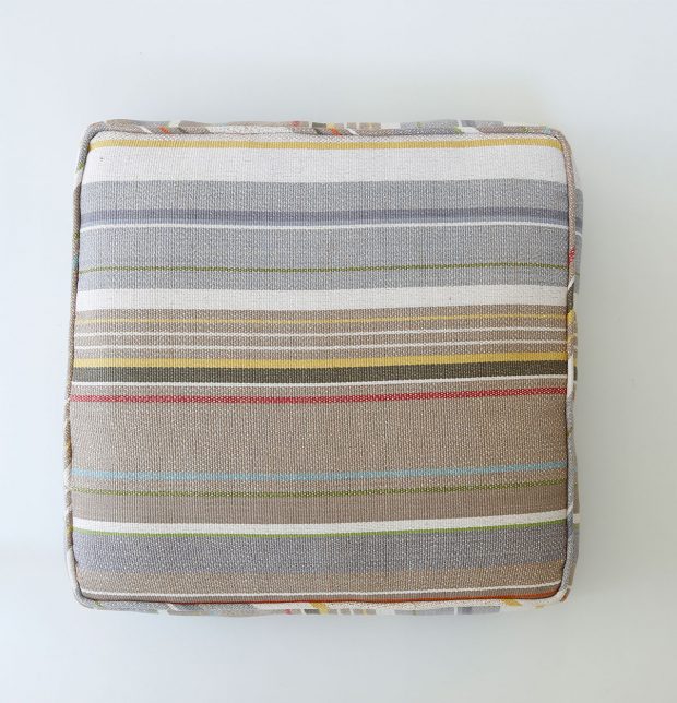 Handwoven Stripe Cotton Floor Cushion Feather Grey