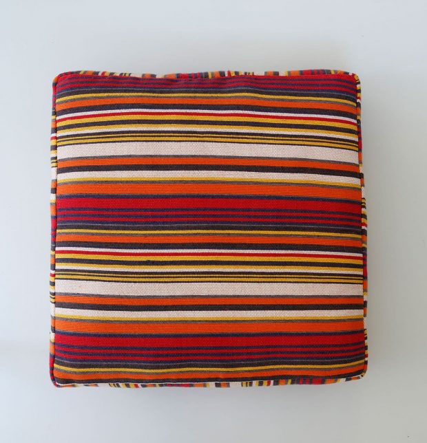 Handwoven Stripe Cotton Floor Cushion Red