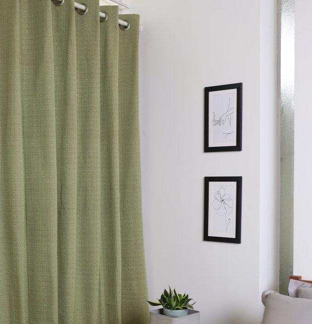 Panama Weave Cotton Curtain Moss Green