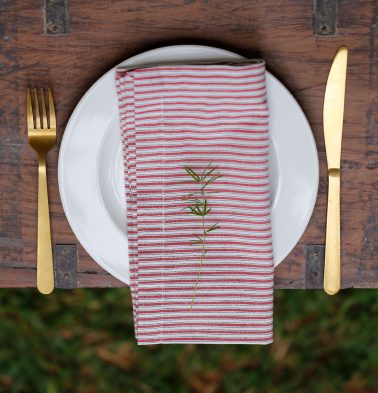 Stripe Cotton Table Napkins Red/White