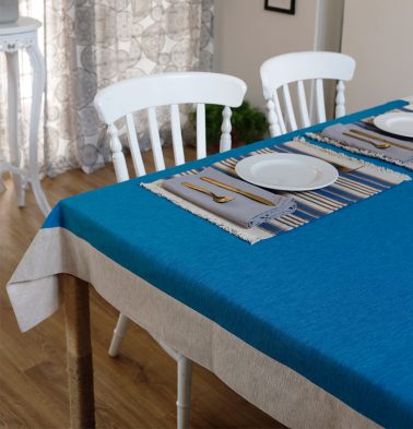 Textura Cotton Table Cloth Aster  Blue 60″ x 60″