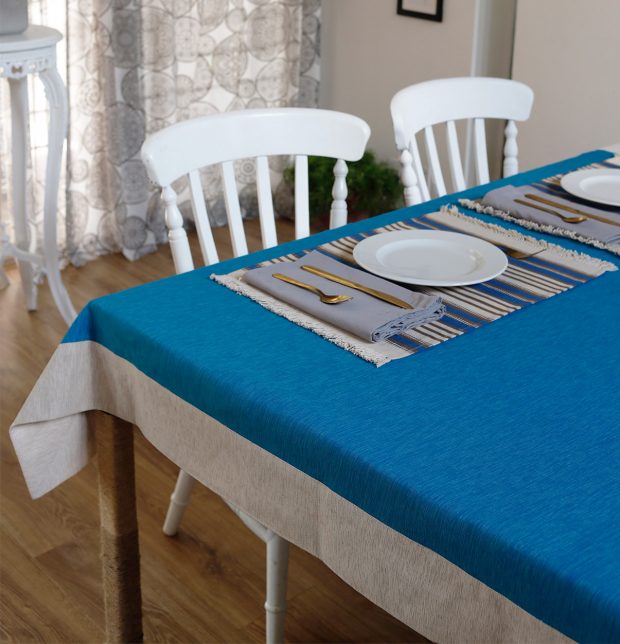 Textura Cotton Table Cloth Aster  Blue 60
