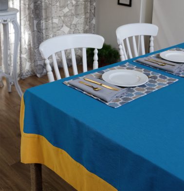 Textura Cotton Table Cloth Blue/Yellow 60 x 90