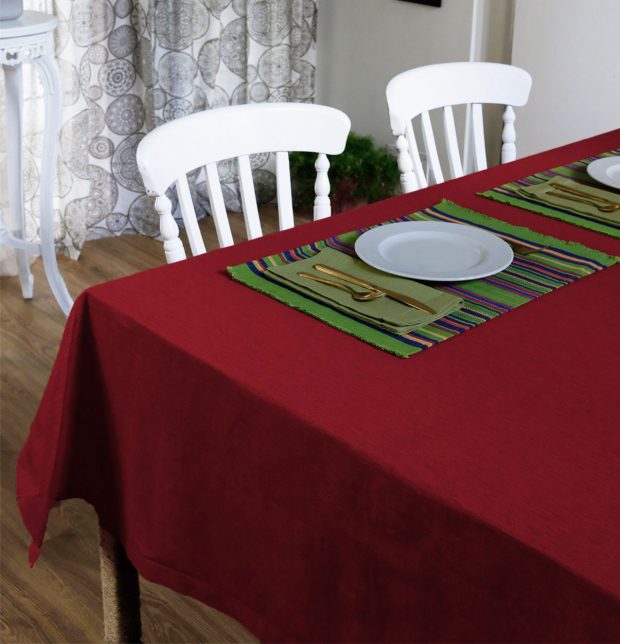 Textura Cotton Table Cloth Cherry Red