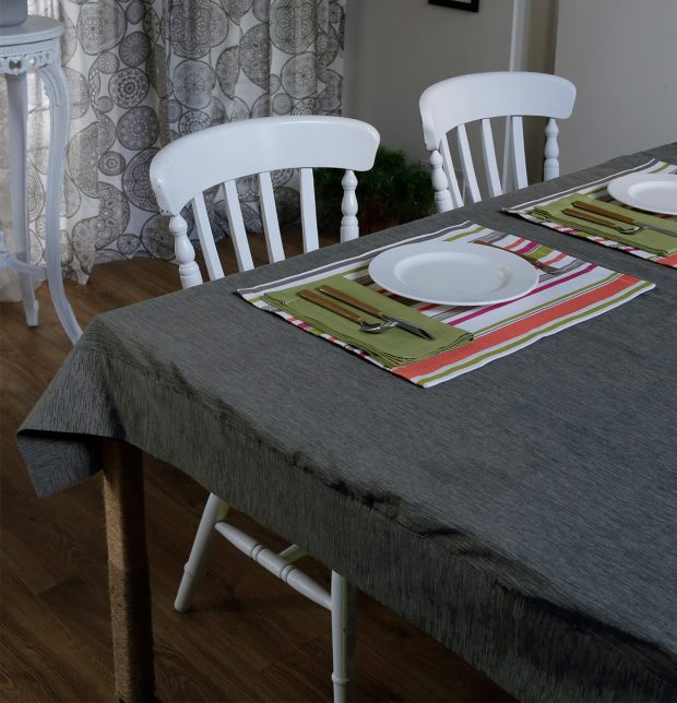Handwoven Stripes Cotton Table Mats - Peach/Green - Set of 6