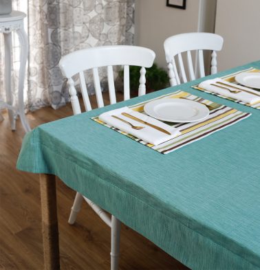 Textura Cotton Table Cloth Teal Blue 60″ x 60″