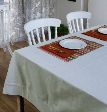 Textura Cotton Table Cloth Windchime White 60″ x 90″