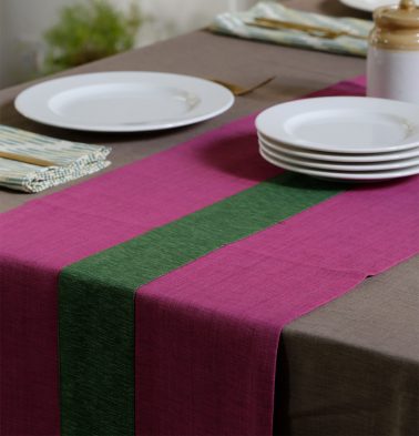 Textura Cotton Table Runner Pink/Green 14x 90