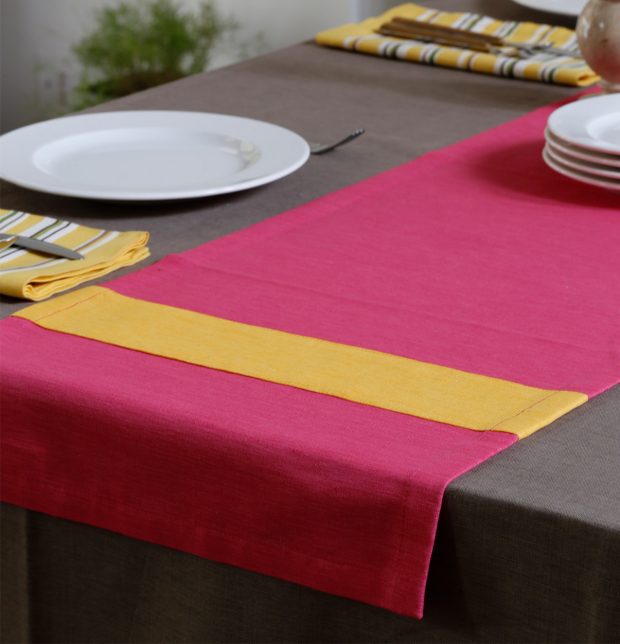 Textura Cotton Table Runner Pink/Yellow 14
