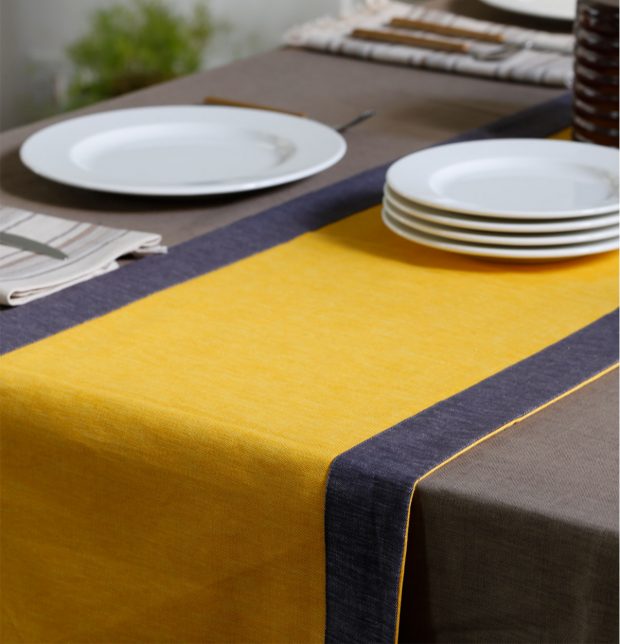 Textura Cotton Table Runner Yellow/Grey 14