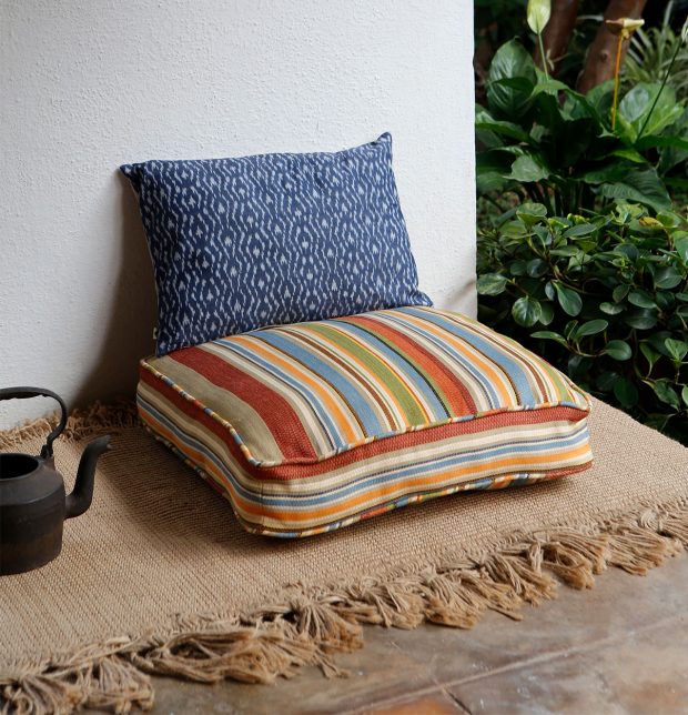 Customizable Floor Cushion, Cotton - Textured - Multi-color