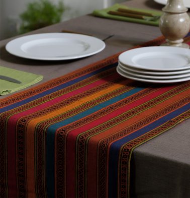 Vintage Weave Cotton Table Runner Multi-color 14x 90