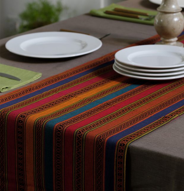 Vintage Weave Cotton Table Runner Multi-color 14